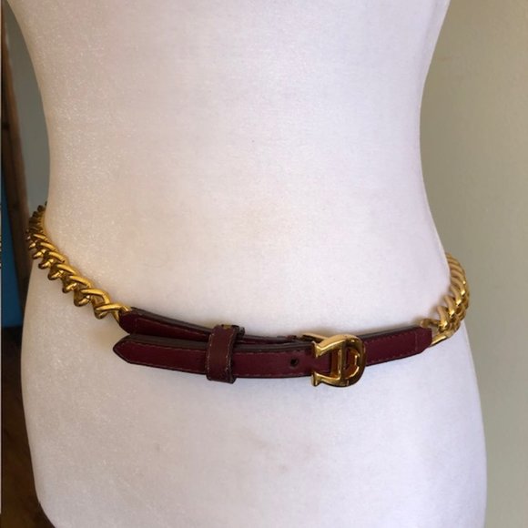 ETIENNE AIGNER Vintage Leather Gold Chain Belt M main image 8